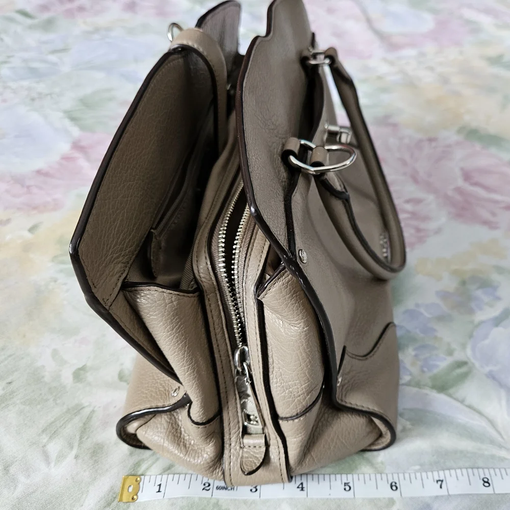 Coach Mercer 30 Taupe Soft Pebble Leather Satchel Handvag Cross Body - Picture 3 of 5